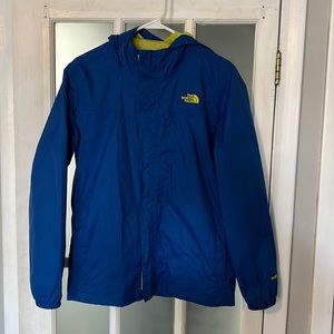 North Face Blue and Green Rain Jacket
